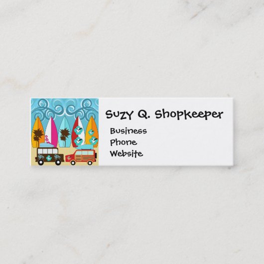 Carte De Visite Mini Surfboards Beach Bum Surfing Hippie Vans (Devant)