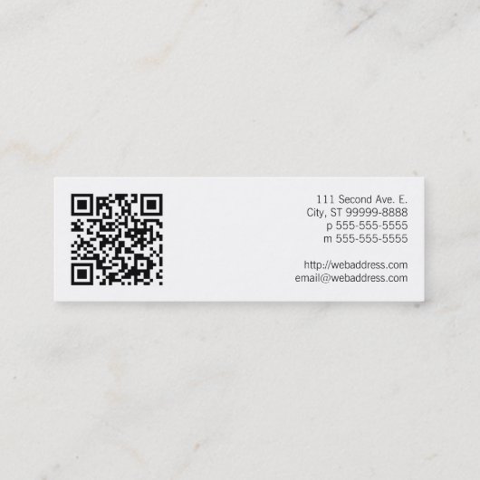 Carte De Visite Mini Swallow (Style Letterpress) avec code QR (Dos)