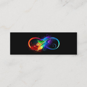 Carte De Visite Mini Symbole d'infini avec plume arc-en-ciel