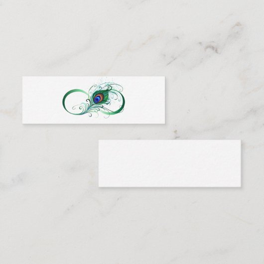 Carte De Visite Mini Symbole d'infini avec plume de paon (Devant / Derrière)