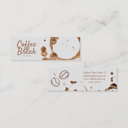 Carte De Visite Mini Tache et haricots de café (Devant / Derrière)