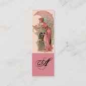 CARTE DE VISITE MINI TAROTS / LADY DE LA LUNE AVEC FLEURS EN ROSE (Dos)