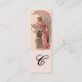 CARTE DE VISITE MINI TAROTS / LADY DE LA LUNE AVEC FLEURS EN ROSE (Dos)