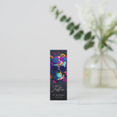 Carte De Visite Mini Tatouage moderne Artiste Crâne Rose bleu violet ro (Debout devant)