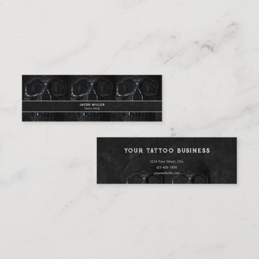 Carte De Visite Mini Tattoo Artist Gothic Black Dark Academia Skull Bus (Devant / Derrière)