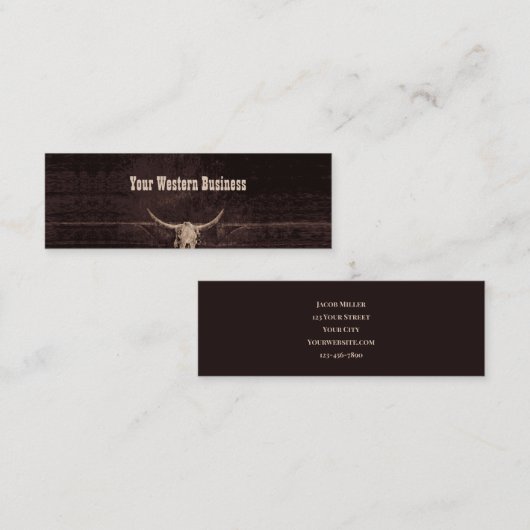 Carte De Visite Mini Taureau rustique Pays Texture occidentale (Devant / Derrière)