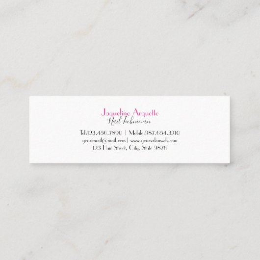 Carte De Visite Mini Technicien élégant de clou (Dos)