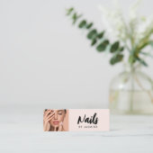 Carte De Visite Mini Technicien en Ongles de Photo Script Rose Pâle (Debout devant)