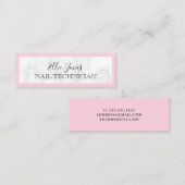 Carte De Visite Mini Technicien moderne en marbre blanc et ongles roses (Devant / Derrière)
