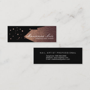 Carte De Visite Mini Technicien Nail Salon Or Polonais Étoiles Bronze