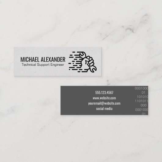 Carte De Visite Mini Technicien | Une clé à main (Devant / Derrière)