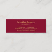 Carte De Visite Mini Tendance Élégant Moderne Design Simple Texte Or (Dos)
