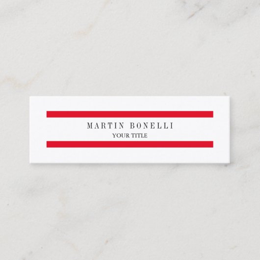 Carte De Visite Mini Tendance lignes rouges slim simples (Devant)