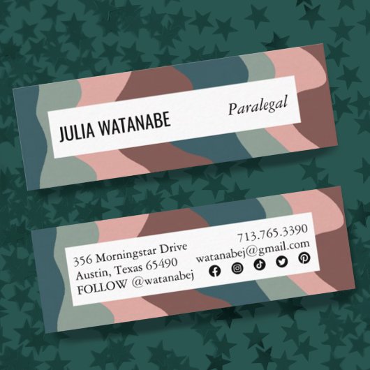 Carte De Visite Mini Terme artisanal rayures ondulées avec des icônes s