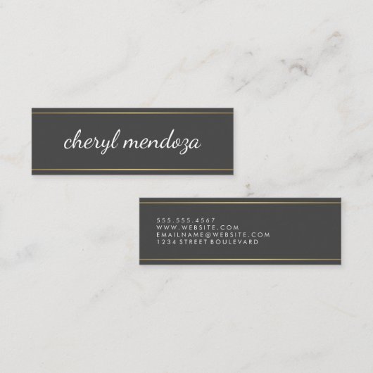 Carte De Visite Mini Texte à bordure dorée (Devant / Derrière)