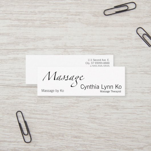 Carte De Visite Mini Texte de massage (Devant/Arrière en situation)