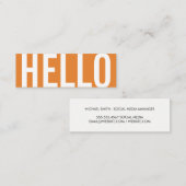 Carte De Visite Mini Texte gras | Bonjour (orange) (Devant / Derrière)