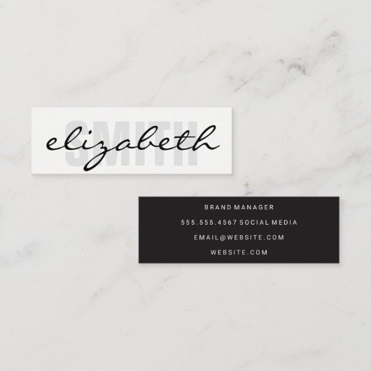 Carte De Visite Mini Texte gras et cursif (Devant / Derrière)