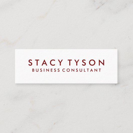 Carte De Visite Mini Texte minimal en rouge profond (Devant)