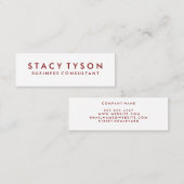 Carte De Visite Mini Texte minimal en rouge profond (Devant / Derrière)