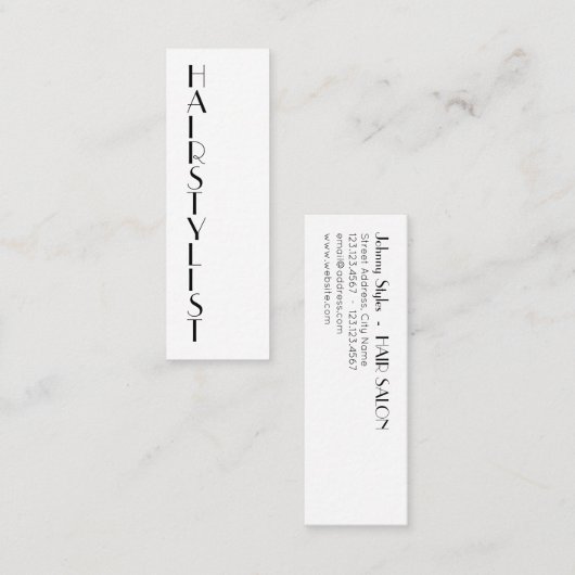 Carte De Visite Mini Texte vertical mince de style (Devant / Derrière)