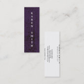 Carte De Visite Mini Texte vertical Style moderne violet Grunge (Devant / Derrière)
