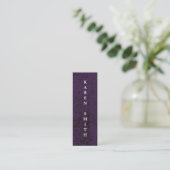 Carte De Visite Mini Texte vertical Style moderne violet Grunge (Debout devant)