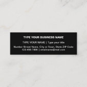 Carte De Visite Mini Textes simples Design sur le côté avant de noir (Devant)