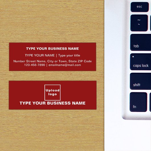 Carte De Visite Mini Textes simples Design sur le côté avant du rouge