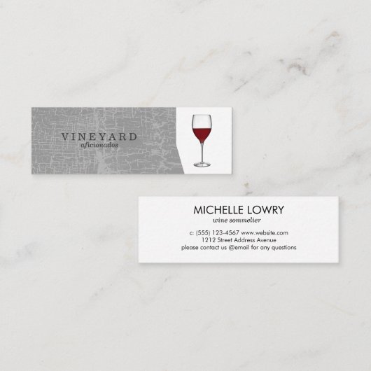 Carte De Visite Mini Texture Gris avec verre à vin (Devant / Derrière)