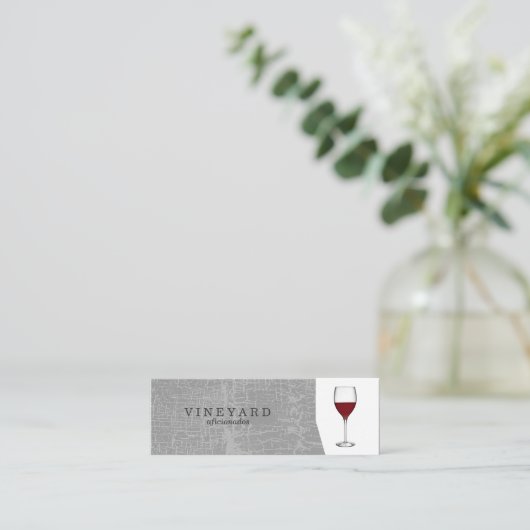 Carte De Visite Mini Texture Gris avec verre à vin (Debout devant)