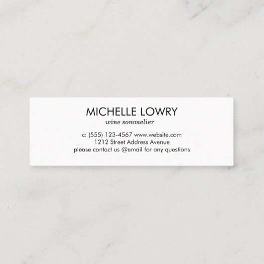 Carte De Visite Mini Texture Gris avec verre à vin (Dos)