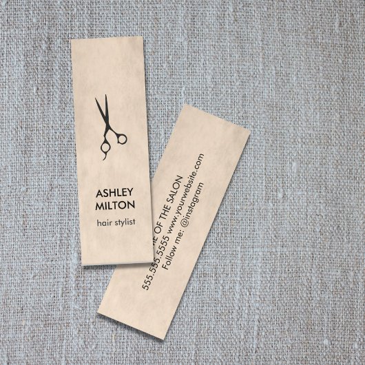 Carte De Visite Mini Texture minimale élégante Ciseaux noirs cheveux