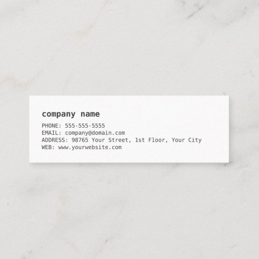 Carte De Visite Mini Texture moderne simple et élégante (Dos)