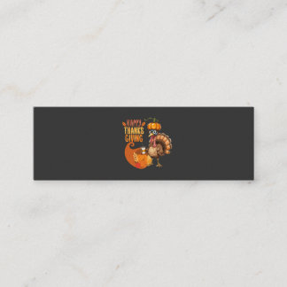 Carte De Visite Mini Thanksgiving Turquie avec Casquette Citrouille
