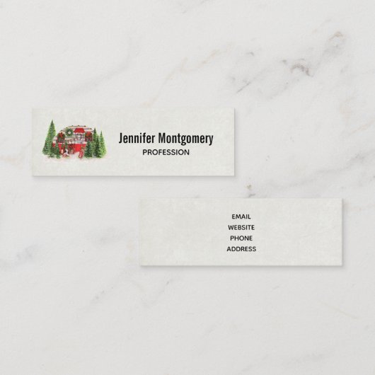 Carte De Visite Mini Thème extérieur du camping de Noël Trailer (Devant / Derrière)