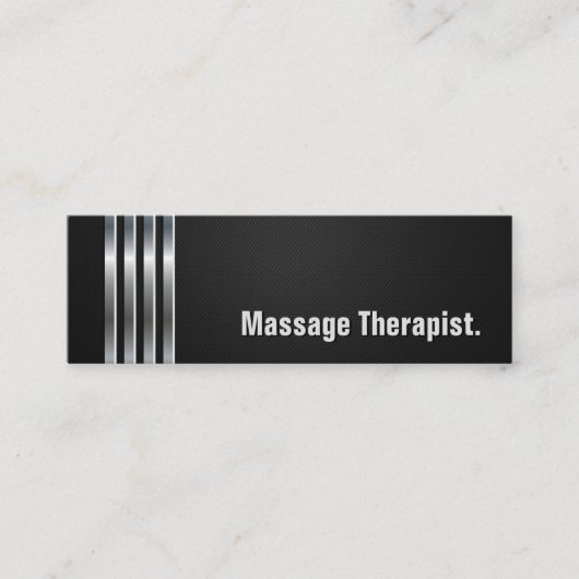 Carte De Visite Mini Thérapiste de massage - Bandes d'argent noir (Devant)