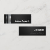 Carte De Visite Mini Thérapiste de massage - Bandes d'argent noir (Devant / Derrière)