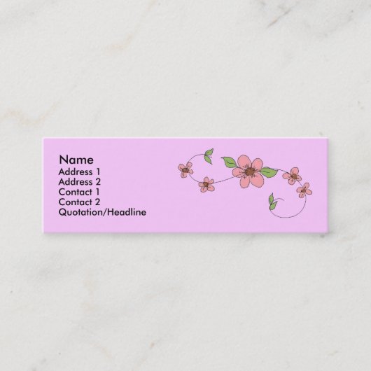 Carte De Visite Mini Tourbillon de fleurs roses (Devant)