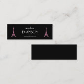 Carte De Visite Mini Tours Eiffel français noirs, roses, blancs Girly (Devant / Derrière)