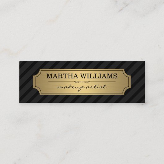 Carte De Visite Mini Trame d'or noir sur noir (Devant)