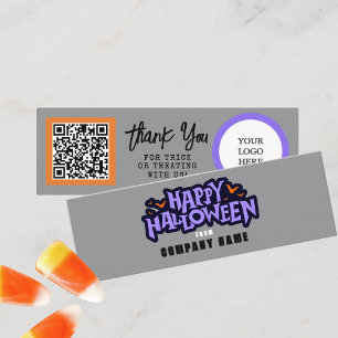 Carte De Visite Mini Trick ou Treat Grey Happy Halloween Merci