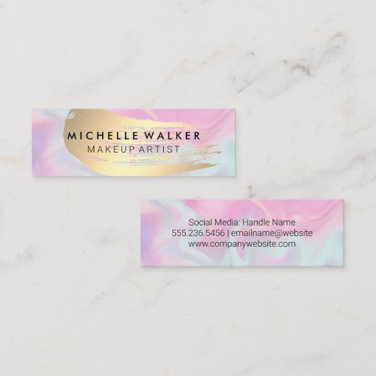 Carte De Visite Mini Tricoter en métal or | Pastel Liquid Blend (Devant / Derrière)