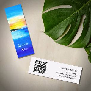 Carte De Visite Mini Tropical Beach QR code Abstrait Sunset