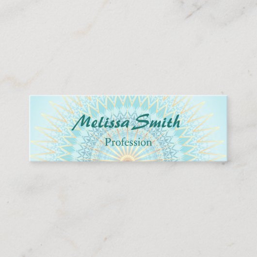 Carte De Visite Mini Turquoise Gold Boho Mandala (Devant)