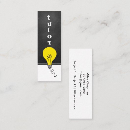 Carte De Visite Mini Tuteur Ou Enseignant Lampe Chalkboard Whimsical (Devant / Derrière)