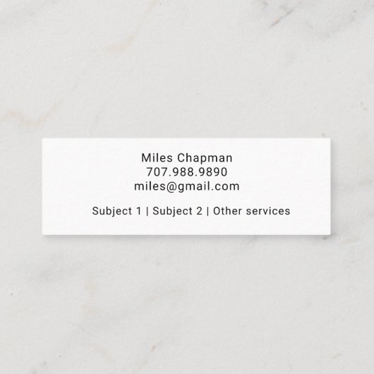 Carte De Visite Mini Tuteur Ou Enseignant Lampe Chalkboard Whimsical (Dos)