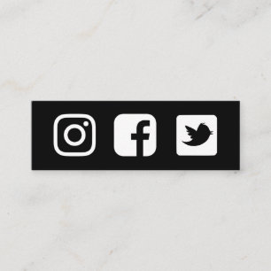 Carte De Visite Mini Twitter sur Facebook en noir et blanc