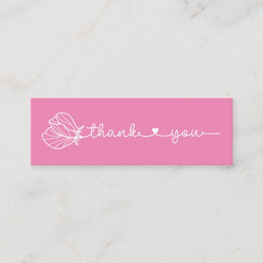 Carte De Visite Mini Typographie florale Merci minimal rose simple (Devant)