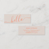 Carte De Visite Mini Typographie moderne hello printemps orange tan (Devant / Derrière)